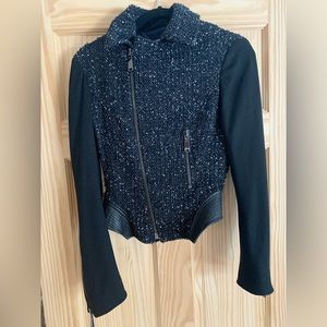 Elie Tahari Blazer, Virgin Wool with Lambs Leather trim, perfect condition